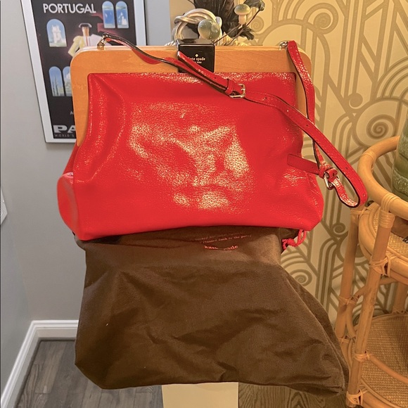 Y2k Kate Spade Red Leather Shoulder Bag - Picture 1 of 10